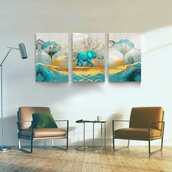Multicolor_3_Piece_Elephant_Canvas_Wall_Art_|_For_Living_Room_Bathroom_Contemporary_Watercolor_Picture_Wall_Decor_|_For_Bedroom_Dining_Room_Office_Kitchen_Colorful_Prints_Paintings_|_For_Home_Decorations