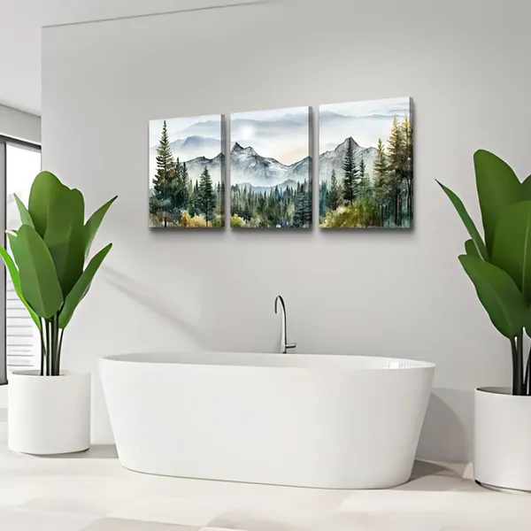 Multicolor_MHARTK66_Canvas_Wall_Art_|_For_Living_Room-Wall_Decorations_|_For_Office_Bedroom_|_Forest_Trees_Landscape_Painting-Modern_Home_Decor_Ready_To_Hang_Wall_Pictures_12"X16"X3_Panels