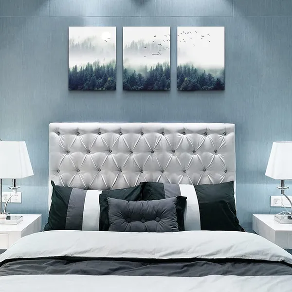 Multicolor_3_Piece_Canvas_Wall_Art_|_For_Living_Room_-_Misty_|_Forests_of_Evergreen_Coniferous_Trees_in_an_Ethereal_Landscape_-_Modern_Home_Decor_Stretched_and_Framed_Ready_to_Hang_-_12"x16"x3_Panels_Wall_Decor