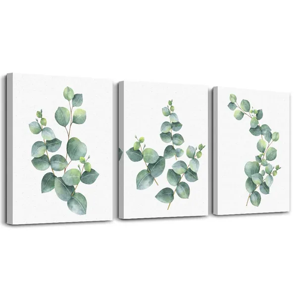 Multicolor_3_Piece_framed_Canvas_Wall_Art_|_For_living_room_bathroom_Wall_Decor_Canvas_Prints_bedroom_Decorations_Office_kitchen_wall_Artwork_painting_Green_leaves_Picture_Watercolor_painting_Poster_Home_Decor