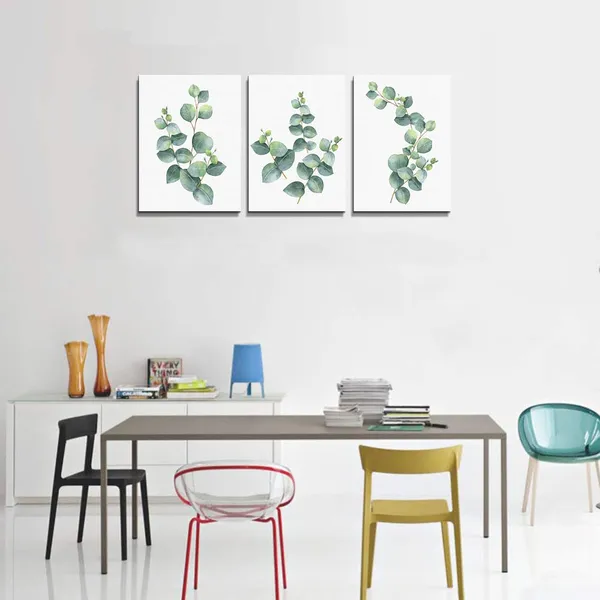 Multicolor_3_Piece_framed_Canvas_Wall_Art_|_For_living_room_bathroom_Wall_Decor_Canvas_Prints_bedroom_Decorations_Office_kitchen_wall_Artwork_painting_Green_leaves_Picture_Watercolor_painting_Poster_Home_Decor