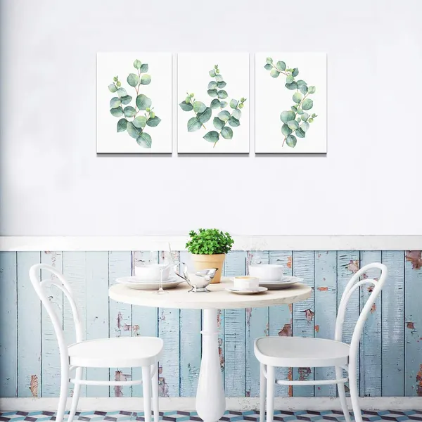 Multicolor_3_Piece_framed_Canvas_Wall_Art_|_For_living_room_bathroom_Wall_Decor_Canvas_Prints_bedroom_Decorations_Office_kitchen_wall_Artwork_painting_Green_leaves_Picture_Watercolor_painting_Poster_Home_Decor