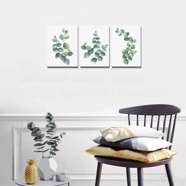 Multicolor_3_Piece_framed_Canvas_Wall_Art_|_For_living_room_bathroom_Wall_Decor_Canvas_Prints_bedroom_Decorations_Office_kitchen_wall_Artwork_painting_Green_leaves_Picture_Watercolor_painting_Poster_Home_Decor