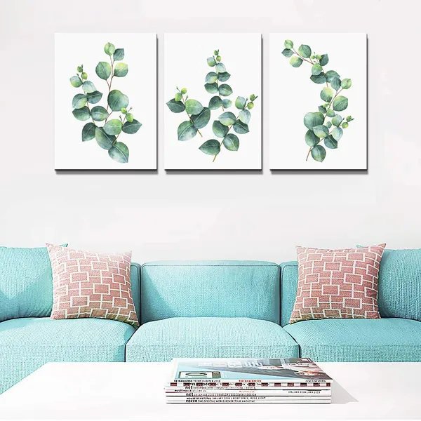 Multicolor_3_Piece_framed_Canvas_Wall_Art_|_For_living_room_bathroom_Wall_Decor_Canvas_Prints_bedroom_Decorations_Office_kitchen_wall_Artwork_painting_Green_leaves_Picture_Watercolor_painting_Poster_Home_Decor