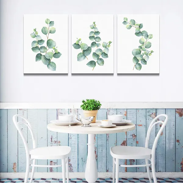 Multicolor_3_Piece_framed_Canvas_Wall_Art_|_For_living_room_bathroom_Wall_Decor_Canvas_Prints_bedroom_Decorations_Office_kitchen_wall_Artwork_painting_Green_leaves_Picture_Watercolor_painting_Poster_Home_Decor