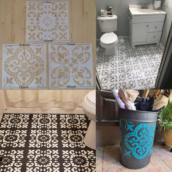 Multicolor_Lindin_3PCS_Tile_Stencil_12x12_Inch_-_Large_Stencils_Painting_|_For_Floor_Wall_Furniture_Fabric_Wood_-_Reusable_Art_Mandala_Stencils_Painting_(Style_2)