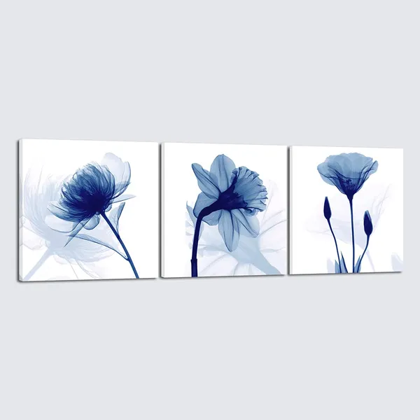 Multicolor_Blue_Flowers_3_Panels_Canvas_Print_Wall_Art_Modern_Pictures_Artwork_|_For_Living_Room_Bedroom_and_Home_Decorations_P3RFL057-6060