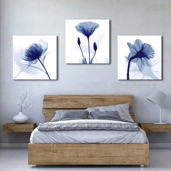 Multicolor_Blue_Flowers_3_Panels_Canvas_Print_Wall_Art_Modern_Pictures_Artwork_|_For_Living_Room_Bedroom_and_Home_Decorations_P3RFL057-6060