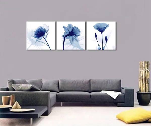 Multicolor_Blue_Flowers_3_Panels_Canvas_Print_Wall_Art_Modern_Pictures_Artwork_|_For_Living_Room_Bedroom_and_Home_Decorations_P3RFL057-6060