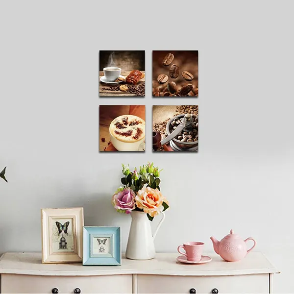 Multicolor_P4R1x1-08_4-Panel_Canvas_Print_Warm_Coffee_Modern_Canvas_Wall_Art,_12_by_12-Inch