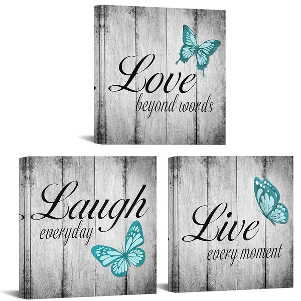 Multicolor_Conipit_3_Pieces_Butterfly_Wall_Art_Canvas_Teal_and_Grey_Paintings_Picture_Live_Love_Laugh_Quotes_Artwork_|_For_Bathroom_Living_Room_Office_Wall_Decor_Ready_to_Hang_12"L_x_12"W_x_3pcs