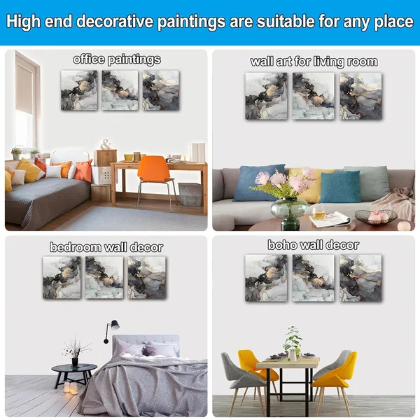 Multicolor_JGSHJF_3_Panel_Canvas_Wall_Art_Prints_Black_and_White_Grey_Abstract_Modern_Framed_Gold_Fluid_Lines_Ink_Painting_Marbling_Picture_Home_Bedroom_Decor_Print_Poster_Contemporary_Hanging_Artwork_(12X16")