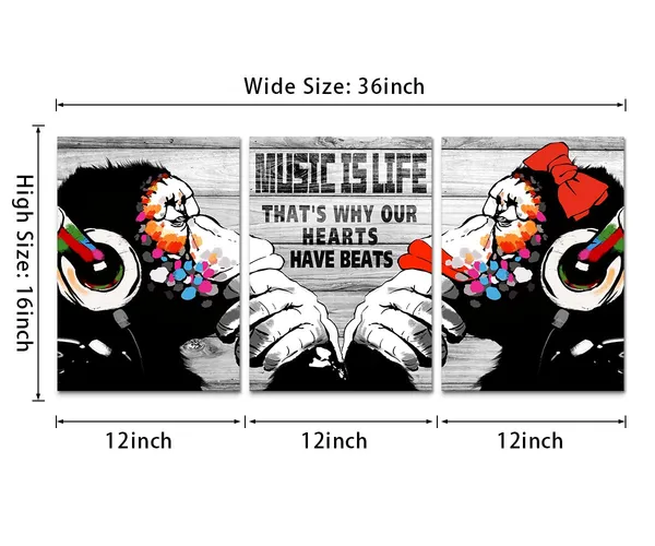 Multicolor_Novatique_3Pcs_Banksy_Canvas_Wall_Art_Graffiti_Style_Street_Wall_Art_Music_is_Life_Graffiti_Painting_Pop_Graffiti_Poster_Graffiti_Abstract_Canvas_Wall_Decor_|_For_Living_Room_Bathroom,_12"_x_16"_x_3Pcs