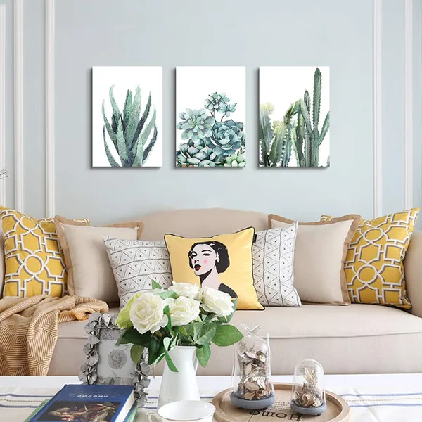 Multicolor_Canvas_Wall_Art_|_For_Living_Room_Bathroom_Wall_Decor_|_For_Bedroom_Kitchen_Artwork_Canvas_Prints_Green_Plant_Flowers_Painting_12"_x_16"_3_Pieces_Modern_Framed_Office_Home_Decorations_Family_Picture