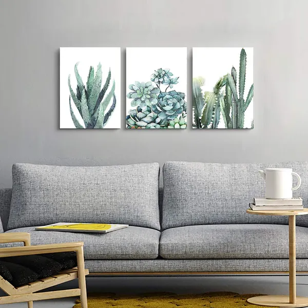 Multicolor_Canvas_Wall_Art_|_For_Living_Room_Bathroom_Wall_Decor_|_For_Bedroom_Kitchen_Artwork_Canvas_Prints_Green_Plant_Flowers_Painting_12"_x_16"_3_Pieces_Modern_Framed_Office_Home_Decorations_Family_Picture
