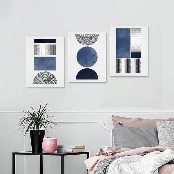 Multicolor_NINEASO_Black_Blue_and_White_Wall_Art_Canvas_Set_Mid_Century_Boho_Pictures_Modern_Geometric_Wall_Decor_Minimalist_Bohemian_Abstract_Painting_Artwork_|_For_Living_Room_Bedroom_Office_12"_x_16"_x_3Pc