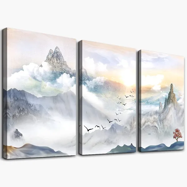 Multicolor_mountain_Landscape_Abstract_painting_Canvas_Wall_Art_|_For_living_room_bathroom_Wall_Decor_|_For_bedroom_kitchen_artwork_Canvas_Prints_3_Pieces_Modern_framed_office_Home_decorations_watercolor_picture