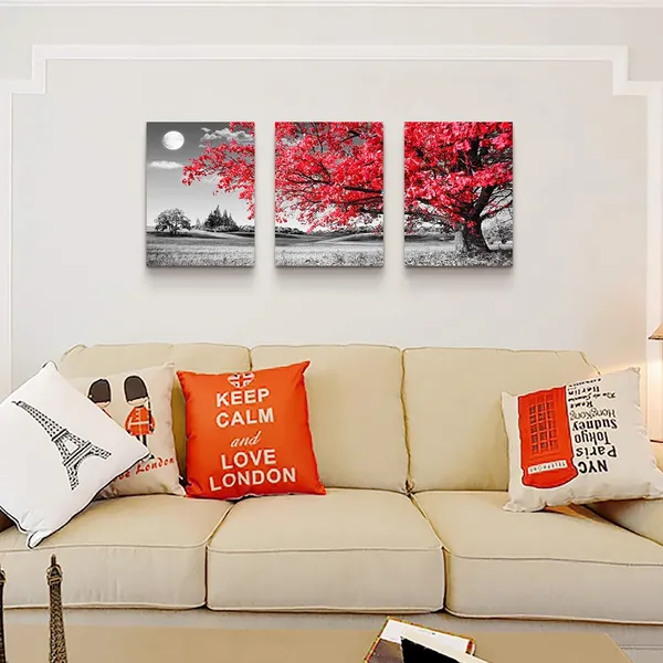 Multicolor_canvas_wall_art_|_For_living_room_Black_and_white_red_tree_moon_landscape_painting_bedroom_Wall_Decor_12"_x_16"3_Pieces_Ready_to_Hang_|_For_Decorations_bathroom_Works_office_family_kitchen_Prints_pictures