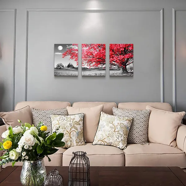 Multicolor_canvas_wall_art_|_For_living_room_Black_and_white_red_tree_moon_landscape_painting_bedroom_Wall_Decor_12"_x_16"3_Pieces_Ready_to_Hang_|_For_Decorations_bathroom_Works_office_family_kitchen_Prints_pictures