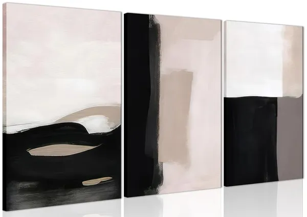 Multicolor_Abstract_Canvas_Wall_Art_Set_of_3,_Modern_Beige_Black_and_White_Wall_Decor,_Neutral_Abstract_Artwork_Poster_Prints_Painting_|_For_Living_Room,_Bedroom,_Dining_Room,_Framed_12x16_In