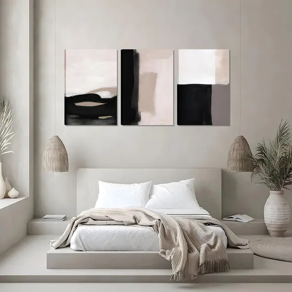 Multicolor_Abstract_Canvas_Wall_Art_Set_of_3,_Modern_Beige_Black_and_White_Wall_Decor,_Neutral_Abstract_Artwork_Poster_Prints_Painting_|_For_Living_Room,_Bedroom,_Dining_Room,_Framed_12x16_In