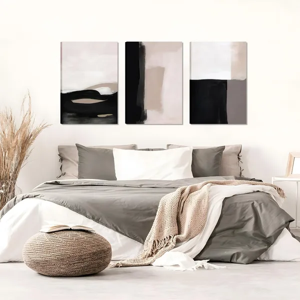 Multicolor_Abstract_Canvas_Wall_Art_Set_of_3,_Modern_Beige_Black_and_White_Wall_Decor,_Neutral_Abstract_Artwork_Poster_Prints_Painting_|_For_Living_Room,_Bedroom,_Dining_Room,_Framed_12x16_In