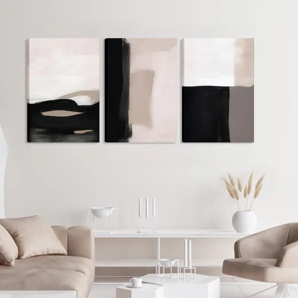 Multicolor_Abstract_Canvas_Wall_Art_Set_of_3,_Modern_Beige_Black_and_White_Wall_Decor,_Neutral_Abstract_Artwork_Poster_Prints_Painting_|_For_Living_Room,_Bedroom,_Dining_Room,_Framed_12x16_In