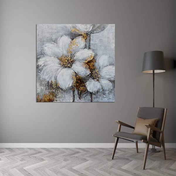 Multicolor_Arts_Canvas_Wall_Art_Daisy_White_Bloosom_Flowers_Artwork_Painting_Prints_Modern_Floral_Picture_Framed_|_For_Bedroom_Kitchen_Dinning_Room_Office_Home_Decor