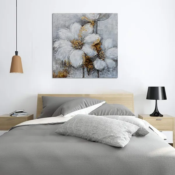 Multicolor_Arts_Canvas_Wall_Art_Daisy_White_Bloosom_Flowers_Artwork_Painting_Prints_Modern_Floral_Picture_Framed_|_For_Bedroom_Kitchen_Dinning_Room_Office_Home_Decor