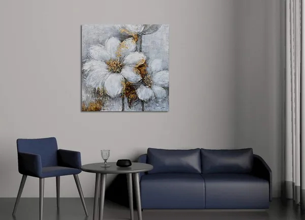 Multicolor_Arts_Canvas_Wall_Art_Daisy_White_Bloosom_Flowers_Artwork_Painting_Prints_Modern_Floral_Picture_Framed_|_For_Bedroom_Kitchen_Dinning_Room_Office_Home_Decor
