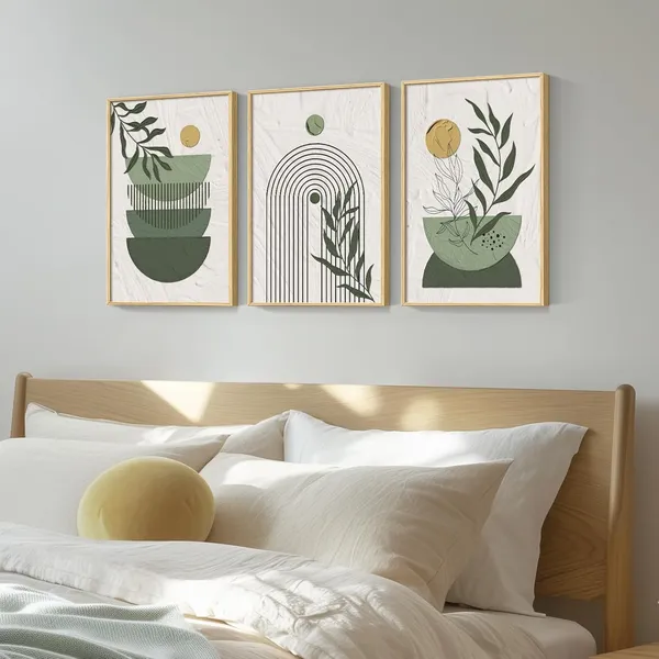 Multicolor_Framed_Sage_Green_Large_Boho_Canvas_Wall_Art,_Set_of_3_Piece_Bohemian_Beige_Green_Prtins_Paintings_Artwork_|_For_Walls,_Boho_Wall_Hanging_Pictures_|_For_Living_Room,_Hallway,_Bedroom_Wall_Decor_16x24_Inch