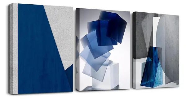 Multicolor_Oilpa_Art_Blue_Abstract_Wall_Art_|_For_Living_Room_Decor_12x16_Modern_Blue_White_Grey_Abstract_3D_Geometric_Canvas_Panels_Painting_Picture_Framed_Artwork_Office_Bathroom_Bedroom_Home_Decor_3_Pieces