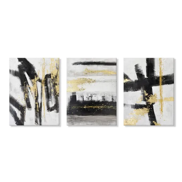 Multicolor_7Fisionart_Black_and_White_Abstract_Canvas_Wall_Art_3_Piece_Gold_Painting_Modern_Canvas_Print_Framed_Artwork_|_For_Living_Room_Office_Bedroom_Ready_to_Hang_12"x16"x3pcs