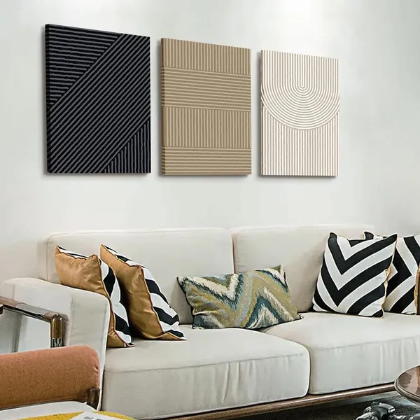 Multicolor_Boho_Modern_Wall_Art_Set_of_3_Abstract_Line_Wall_Decor_Minimalist_Neutral_Canvas_Pictures_Beige_Brown_Black_Poster_Mid_Century_Painting_Print_Artwork_|_For_Bedroom_Living_Room_Framed_12x16_in