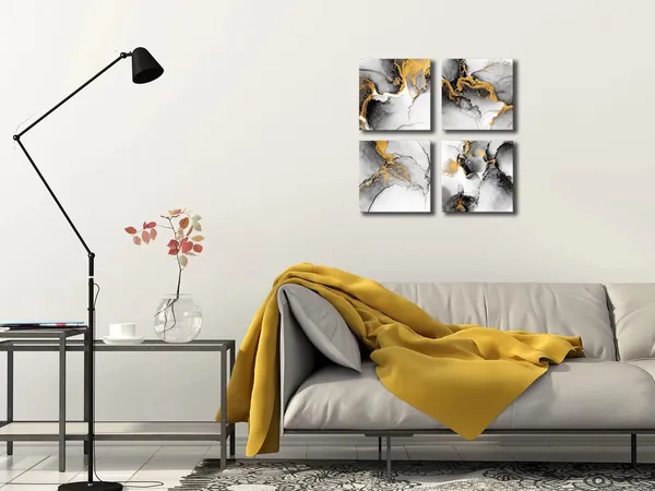 Multicolor_Oilpa_Art_Abstract_Wall_Art_Canvas_White_and_Gold_|_For_Bathroom_Decor_12x12_Modern_Abstract_Canvas_Painting_Watercolor_Picture_Framed_Artwork_Kitchen_Home_Decor_4_Pieces_Set