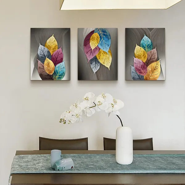 Multicolor_Canvas_Wall_Art_|_For_Living_Room_Family_Wall_Decor_|_For_Bedroom_Kitchen_Artwork_Abstract_Color_Leaves_Canvas_Prints_Painting_Modern_Office_Wall_Pictures_Bathroom_Home_Decorations_12"_X_16"_3_Pieces