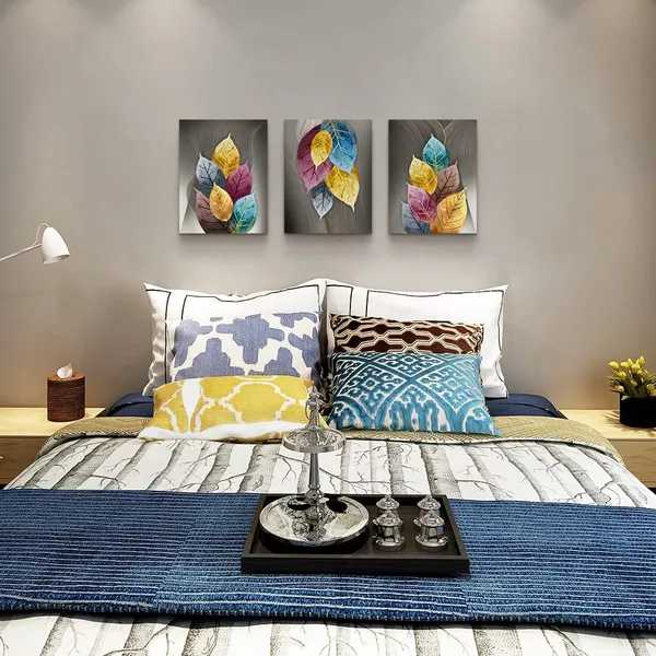 Multicolor_Canvas_Wall_Art_|_For_Living_Room_Family_Wall_Decor_|_For_Bedroom_Kitchen_Artwork_Abstract_Color_Leaves_Canvas_Prints_Painting_Modern_Office_Wall_Pictures_Bathroom_Home_Decorations_12"_X_16"_3_Pieces