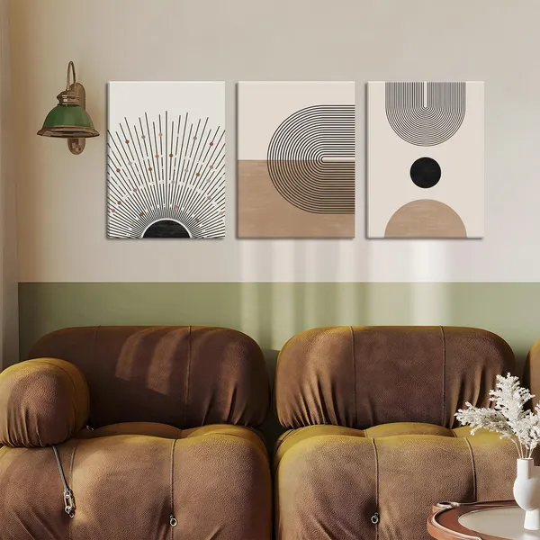 Multicolor_Framed_Mid_Century_Modern_Wall_Art_Neutral_Boho_Art_Prints_Abstract_Geometric_Wall_Art_Picture_Black_Beige_Minimalist_Painting_Canvas_Artwork_|_For_Living_Room_Bedroom_12x16_Inch_Set_of_3