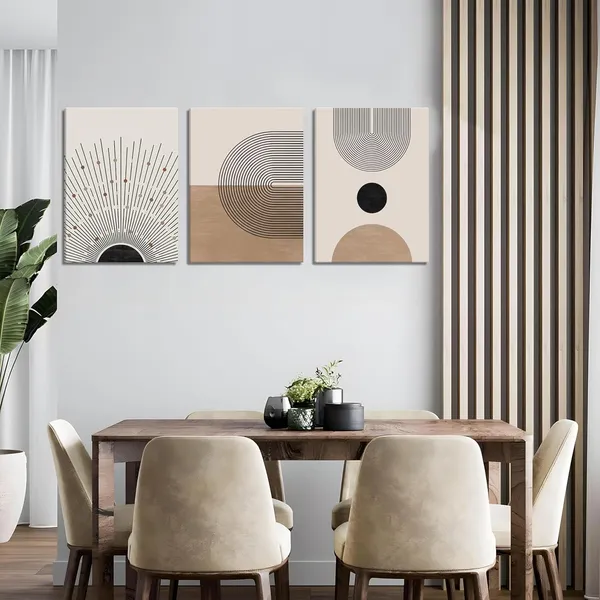Multicolor_Framed_Mid_Century_Modern_Wall_Art_Neutral_Boho_Art_Prints_Abstract_Geometric_Wall_Art_Picture_Black_Beige_Minimalist_Painting_Canvas_Artwork_|_For_Living_Room_Bedroom_12x16_Inch_Set_of_3