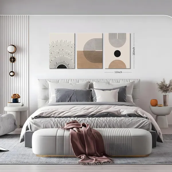 Multicolor_Framed_Mid_Century_Modern_Wall_Art_Neutral_Boho_Art_Prints_Abstract_Geometric_Wall_Art_Picture_Black_Beige_Minimalist_Painting_Canvas_Artwork_|_For_Living_Room_Bedroom_12x16_Inch_Set_of_3