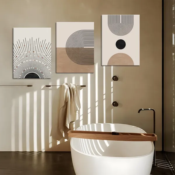 Multicolor_Framed_Mid_Century_Modern_Wall_Art_Neutral_Boho_Art_Prints_Abstract_Geometric_Wall_Art_Picture_Black_Beige_Minimalist_Painting_Canvas_Artwork_|_For_Living_Room_Bedroom_12x16_Inch_Set_of_3
