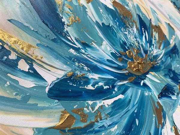 Multicolor_Hand-painted_Blue_Butterfly_Wall_Art_Flower_Oil_Painting_on_Canvas_Gold_Texture_Floral_Artwork