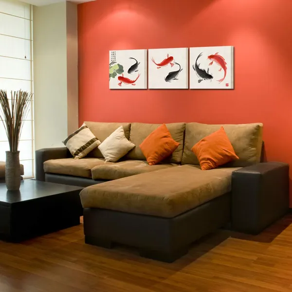 Multicolor_Kreative_Arts_Happy_Fish_3_Piece_Giclee_Canvas_Prints_Wall_Art_Animals_Pictures_Traditional_Chinese_Paintings_|_For_Bedroom_Kitchen_Bathroom_Home_Decorations_Ready_to_Hang_(12x12inchx3pcs)