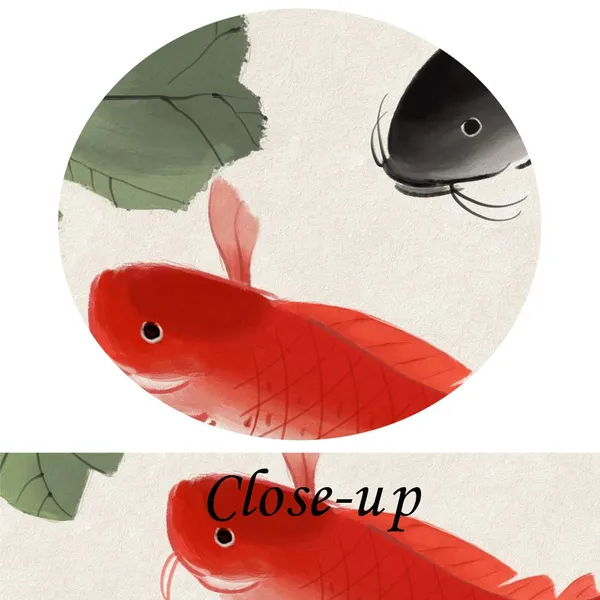 Multicolor_Kreative_Arts_Happy_Fish_3_Piece_Giclee_Canvas_Prints_Wall_Art_Animals_Pictures_Traditional_Chinese_Paintings_|_For_Bedroom_Kitchen_Bathroom_Home_Decorations_Ready_to_Hang_(12x12inchx3pcs)