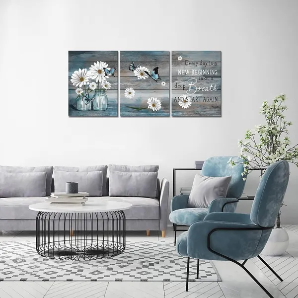 Multicolor_RyounoArt_3_Piece_Daisy_Flower_Canvas_Wall_Art