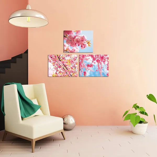 Multicolor_3_Pieces_Flower_Canvas_Wall_Art_Cherry_Sakura_Blossom_in_Spring_Picture_Print_Modern_Home_Decor_Elegant_Flowers_Artwork_Abstract_Floral_Paintings_on_Canvas_|_For_Bedroom_Girls_Room_Decor