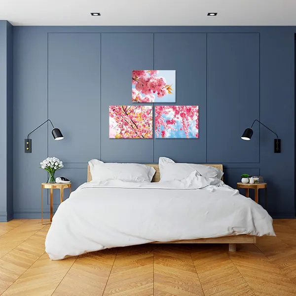 Multicolor_3_Pieces_Flower_Canvas_Wall_Art_Cherry_Sakura_Blossom_in_Spring_Picture_Print_Modern_Home_Decor_Elegant_Flowers_Artwork_Abstract_Floral_Paintings_on_Canvas_|_For_Bedroom_Girls_Room_Decor