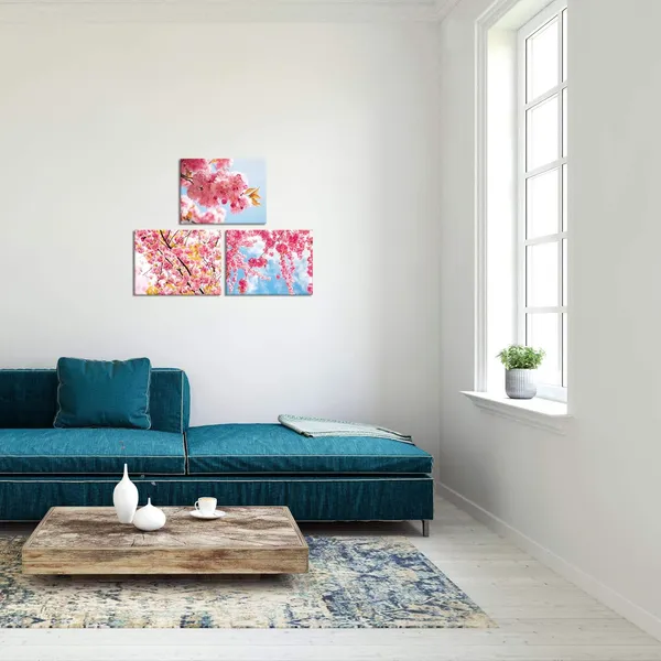 Multicolor_3_Pieces_Flower_Canvas_Wall_Art_Cherry_Sakura_Blossom_in_Spring_Picture_Print_Modern_Home_Decor_Elegant_Flowers_Artwork_Abstract_Floral_Paintings_on_Canvas_|_For_Bedroom_Girls_Room_Decor