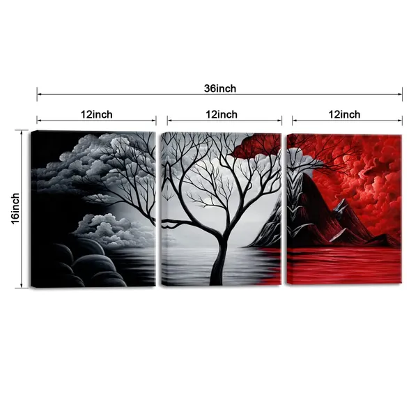 Multicolor_12x16inchx3pcs(30x40cmx3pcs)_:_The_Cloud_Tree_Wall_Art_Oil_Paintings_Giclee_Landscape_Canvas_Prints_|_For_Home_Decorations,_3_Panels