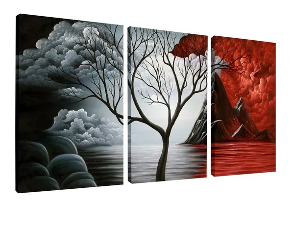 Multicolor_12x16inchx3pcs(30x40cmx3pcs)_:_The_Cloud_Tree_Wall_Art_Oil_Paintings_Giclee_Landscape_Canvas_Prints_|_For_Home_Decorations,_3_Panels